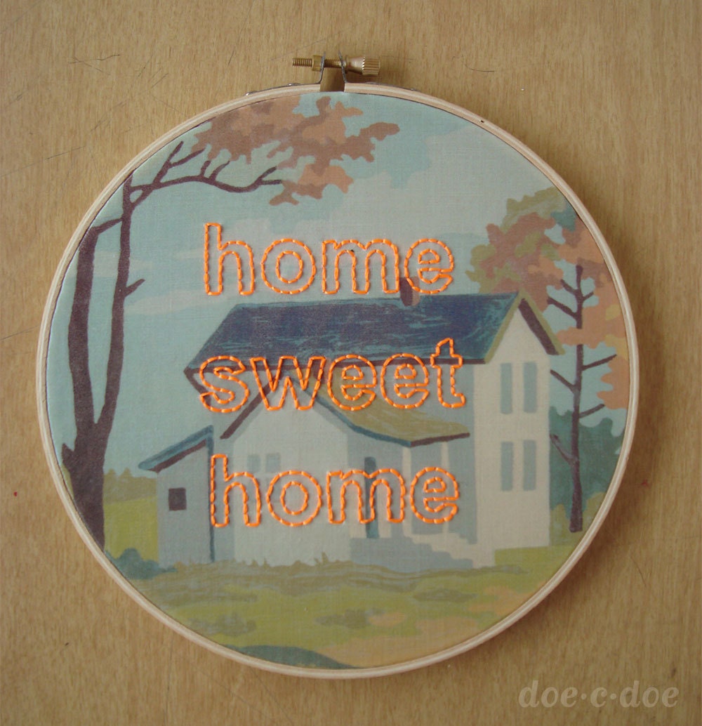 Embroidered Home Sweet Home on House Paint by Number Fabric Etsy
