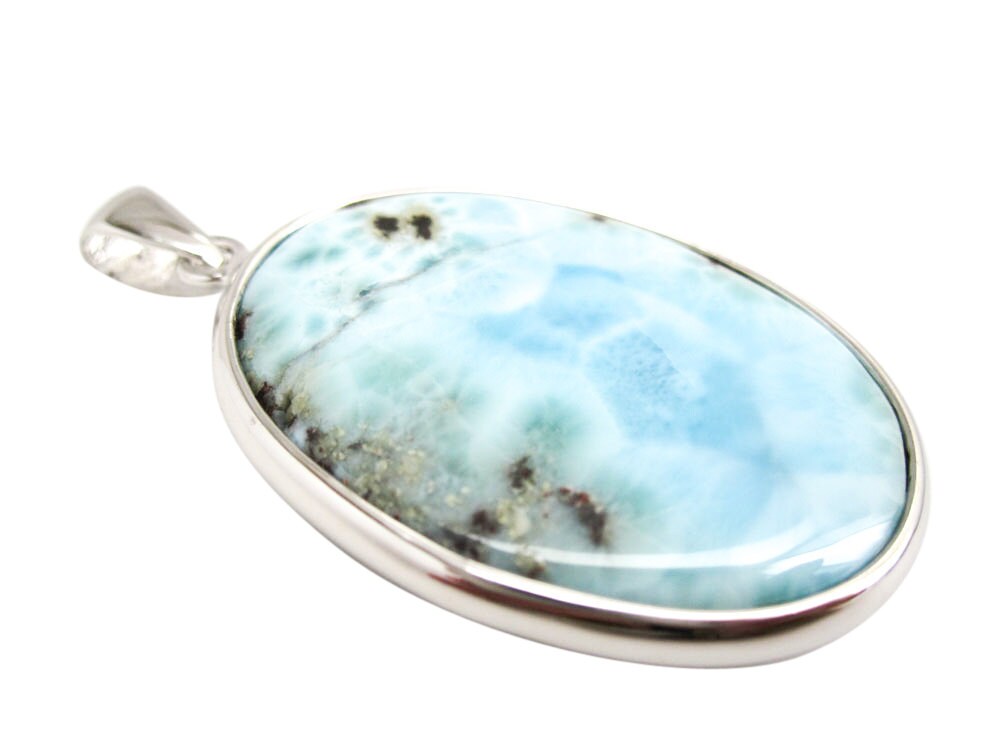 Larimar Pendant Blue Larimar Blue Larimar Pendant Oval - Etsy