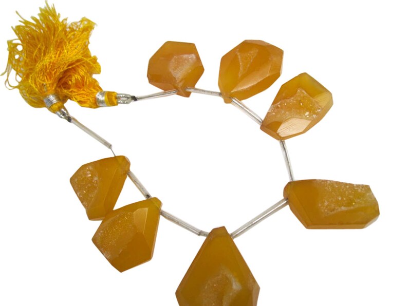 Druzy Quartz Beads Drusy Beads SKU 4911 Yellow Chalcedony Druzy Beads Duzy Drusy Quartz Quartz Drusy 22mm x 28mm
