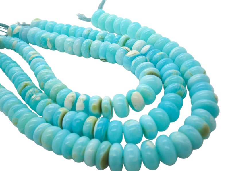 Blue Peruvian Opal Beads, Peruvian Opal Beads, Blue Opal Beads, Rondelles, 12-18, SKU 4917 image 2