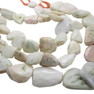 Pink Opal Beads, Pink Peruvian Opal, Pink Opal Nuggets, 15mm x 22mm, Faceted Nuggets, SKU 4004A