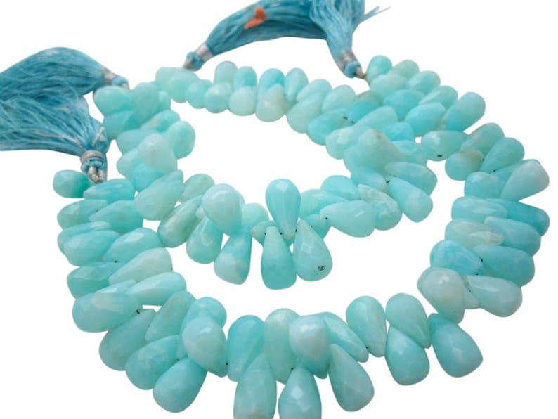 SKU 4948 Blue Opal Teardrop Briolette Faceted Teardrops Peruvian Blue Opal Beads Peruvian Opal Briolettes Peruvian Opal Drops