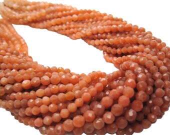 Peach Moonstone Beads | Faceted Round | Natural | 3.5mm to 4.5mm | SKU 5230