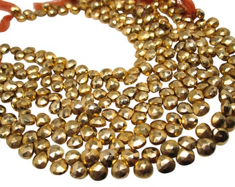 Gold Pyrite Beads Briolettes, 5.5mm-6mm Faceted, SKU 5261