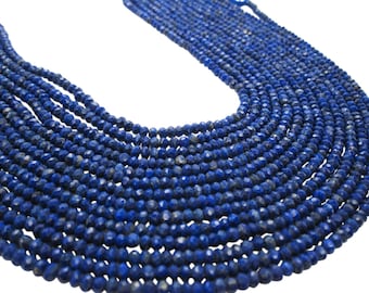 Natural Lapis Beads, Lapis Lazuli Beads, Faceted Rondelles, 3mm to 3.5mm, Natural Lapis Beads, Faceted Rondelles, SKU 5194