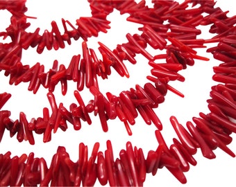 Red Coral Beads, Spikey Coral, Red Coral Chips, SKU 5446