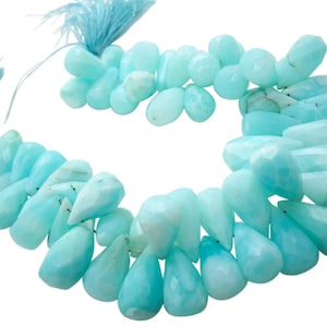 Peruvian Blue Opal Beads | Faceted Teardrops | Peruvian Opal Briolettes | Blue Opal Teardrop Briolette | Peruvian Opal Drops | SKU 4987