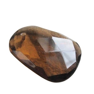 Smokey Quartz Pendant, Briolette Shaped Stone Pendant or Focal Bead, 23mm x 30mm, SKU 2558A