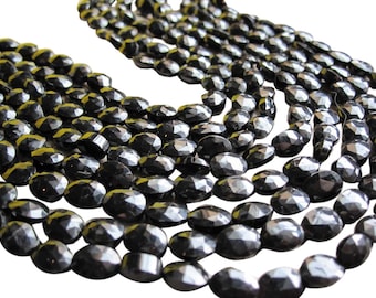Black Spinel Beads | Faceted Oval | Black Gemstone Beads | SKU 2869