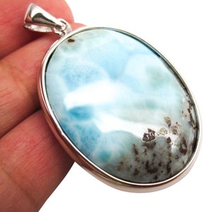 Larimar Pendant | Larimar Stone | Sterling Silver | Blue Dominican Larimar | SKU 3871