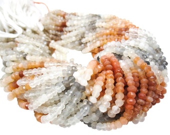 Moonstone Beads | Moonstone Rondelle Beads | Natural | 4mm to 4.5mm | Multi Color Moonstone | SKU 5262