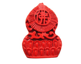 Cinnabar Beads Carved Cinnabar Pendant SKU 5289