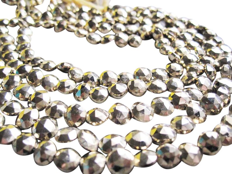 AAA Gold Pyrite Beads Gemstone Faceted Coin, 5mm to 5.5mm, Gold Gemstone, Fools Gold, SKU 2834 image 1