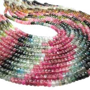 AAA Watermelon Tourmaline Beads, 3.5mm to 4mm, Faceted Rondelles, SKU 5322