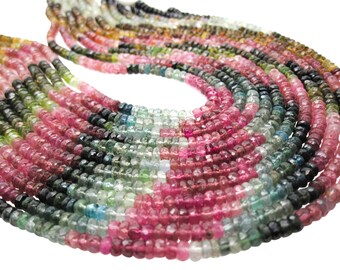 AAA Watermelon Tourmaline Beads, 3.5mm to 4mm, Faceted Rondelles, SKU 5322