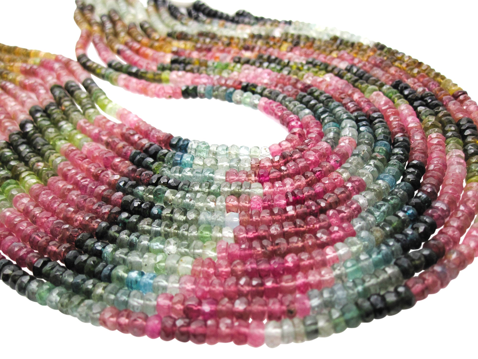 Natural Tourmaline Gemstone Beads Faceted Tourmaline Beads Rondelle Beads AA Quality Tourmaline Beads Size 3-5mm Loose Stone Beads 16 inches