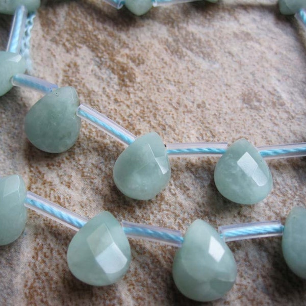 Amazonite Briolette Beads, Faceted Pear, 8mm x 11mm, Full Strand SKU 2200A