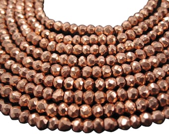 Faceted Pyrite Beads, Copper Pyrite Beads Rondelles, Faceted Rondelles,3 to 4mm, SKU 3587