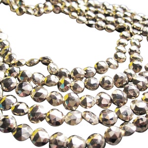 AAA Gold Pyrite Beads Gemstone Faceted Coin, 5mm to 5.5mm, Gold Gemstone, Fools Gold, SKU 2834 image 4