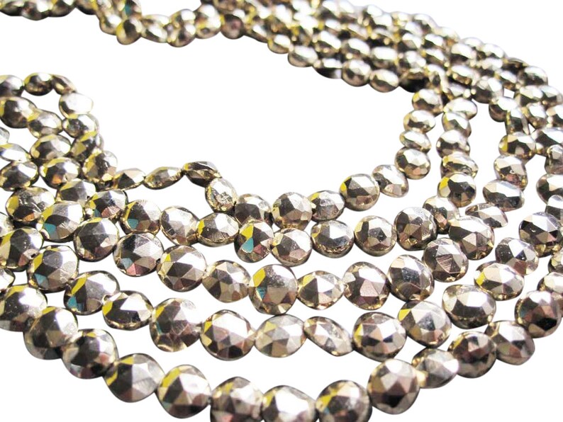 AAA Gold Pyrite Beads Gemstone Faceted Coin, 5mm to 5.5mm, Gold Gemstone, Fools Gold, SKU 2834 image 4