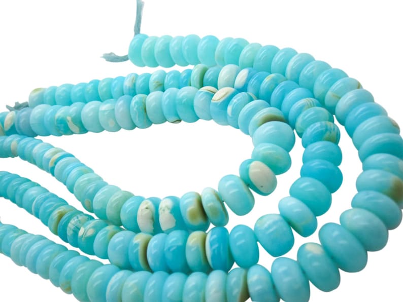 Blue Peruvian Opal Beads, Peruvian Opal Beads, Blue Opal Beads, Rondelles, 12-18, SKU 4917 image 5