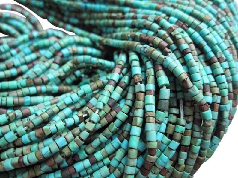 Turquoise Tubes Turquoise Heishi Turquoise Beads Blue Green Turquoise SKU 3878A image 1