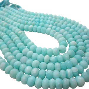 Blue Peruvian Opal Beads, Peruvian Opal Beads, Blue Opal Rondelles, Blue Opal Beads, Faceted Rondelles, SKU 5091 image 3
