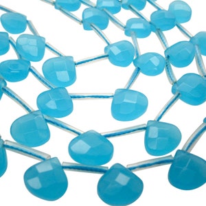Aqua Quartz Beads Briolettes, Faceted Briolettes, Blue Quart Beads, 10mm, Blue Quartz Briolettes, SKU 5011