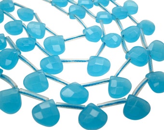 Aqua Quartz Beads Briolettes, Faceted Briolettes, Blue Quart Beads, 10mm, Blue Quartz Briolettes, SKU 5011