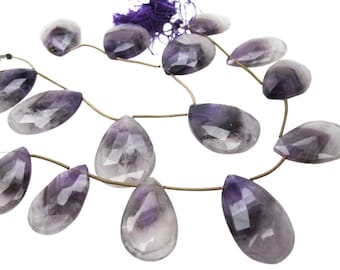 Amethyst Beads, Faceted Pear Briolettes, 20mm x 30mm, February Birthstone, SKU 5237A