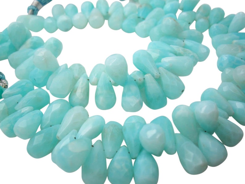 SKU 4948 Blue Opal Teardrop Briolette Faceted Teardrops Peruvian Blue Opal Beads Peruvian Opal Briolettes Peruvian Opal Drops