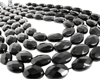 Onyx Beads, 10mm x 14mm, Black Onyx, Luxe AAA, Faceted Oval, Onyx Beads, SKU 4039A