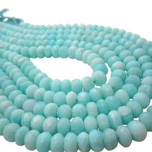 Blue Peruvian Opal Beads, Peruvian Opal Beads, Blue Opal Rondelles, Blue Opal Beads, Faceted Rondelles, SKU 5091 image 1