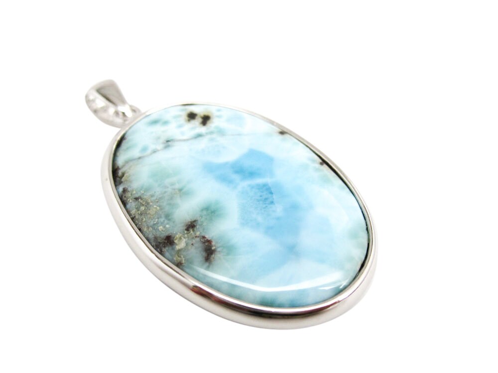 Larimar Pendant Blue Larimar Blue Larimar Pendant Oval - Etsy