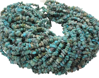 Turquoise Chips, Turquoise Beads, 17 Inch Strand, Green Blue Turquoise, December Birthstone, SKU 5135A