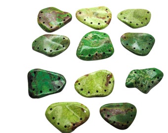 Turquoise Pendant, Green Turquoise, Multi Holes Drilled, SKU 5258