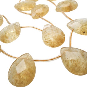 Honey Quartz Beads | Faceted Pear Briolettes | Yellow Quartz | SKU 5161A