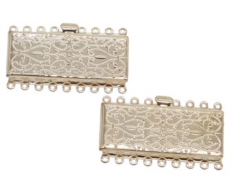 9 Strand Clasp | Brass Box Clasp | Rectangle Clasp | Multi Strand Clasp | Rose Gold Plated Clasp | SKU 6101