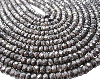 Pyrite Beads, Pyrite Rondelles, Faceted Rondelles, 4.5mm, SKU 5233