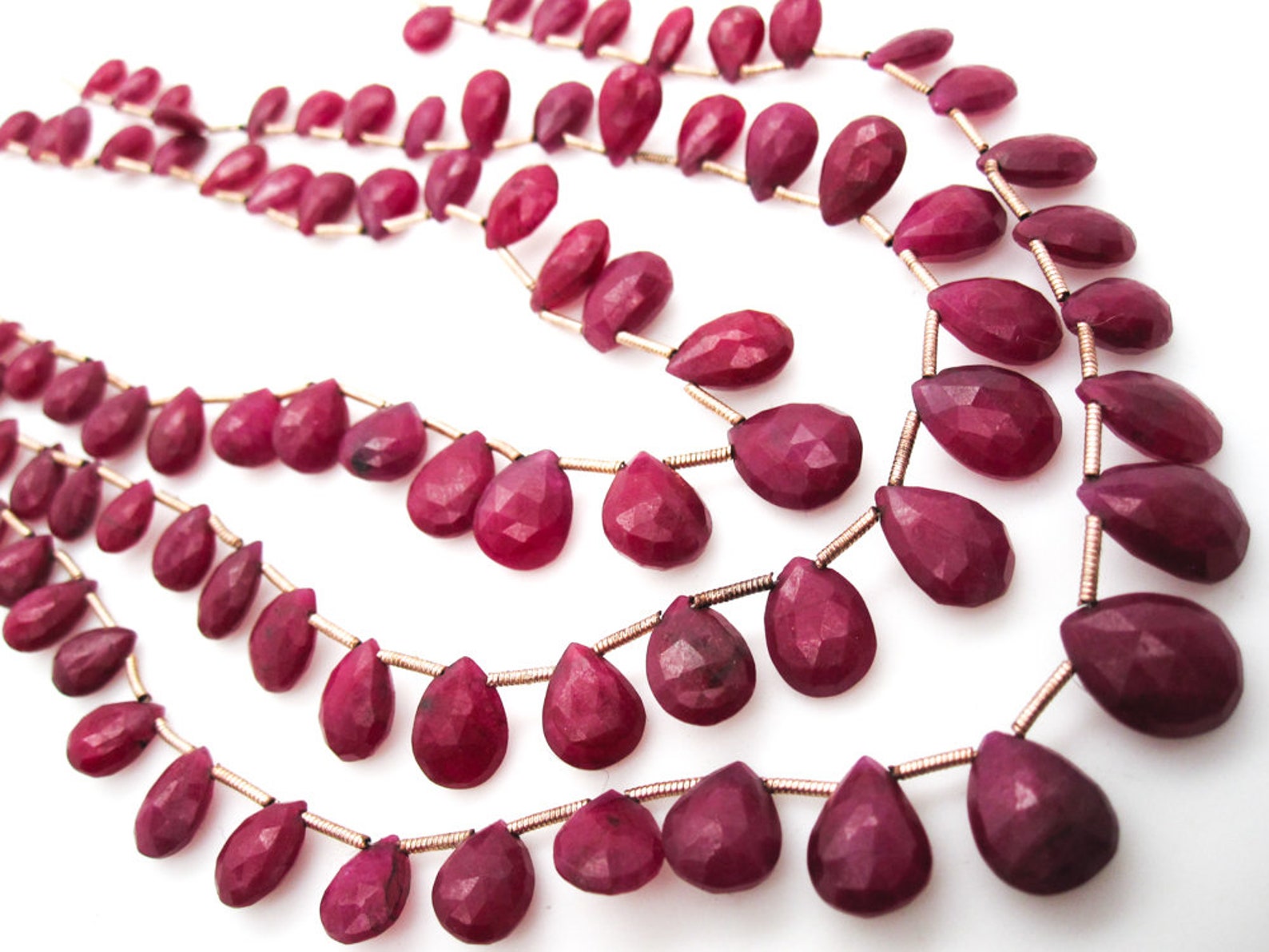 Ruby Briolettes Natural Ruby Beads Faceted Ruby Beads Ruby Etsy