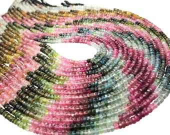 Watermelon Tourmaline Beads, 3.2mm, Faceted Rondelles, SKU 5234