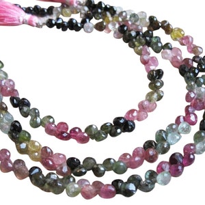 Watermelon Tourmaline Beads | Faceted Briolettes | Onion Briolette | 3.5-4mm | Multi Color Gemstone | Weddings | Brides Bridal | SKU 1516