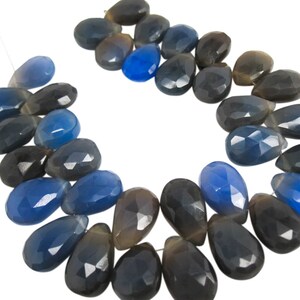 Blue Chalcedony Beads Briolettes, Chalcedony Beads, Cobalt Blue, Pear, SKU 2968