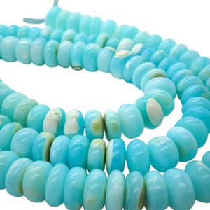 Blue Peruvian Opal Beads, Peruvian Opal Beads, Blue Opal Beads, Rondelles, 12-18, SKU 4917 image 1