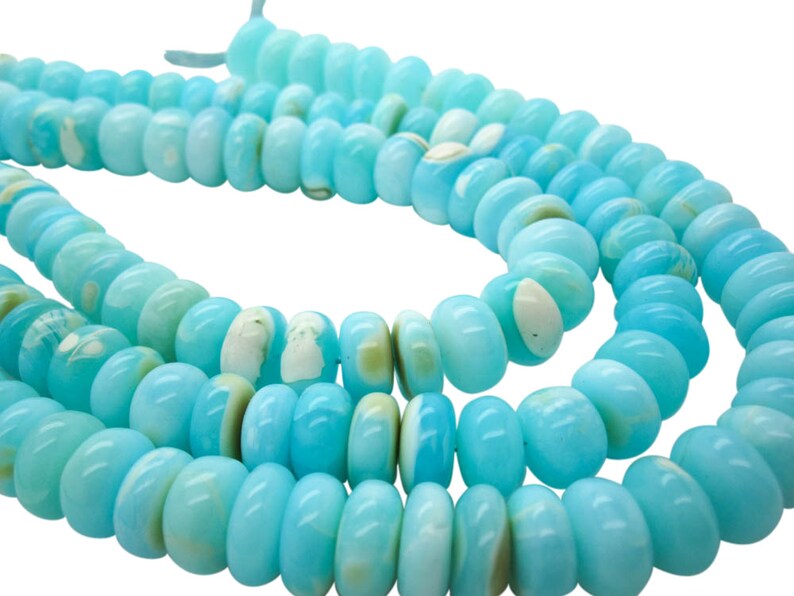 Blue Peruvian Opal Beads, Peruvian Opal Beads, Blue Opal Beads, Rondelles, 12-18, SKU 4917 image 1