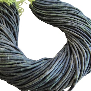 Green Jade Beads | Green Jade Heishi | 3mm Smooth Heishi | Tiny Cylinders | SKU 3432A