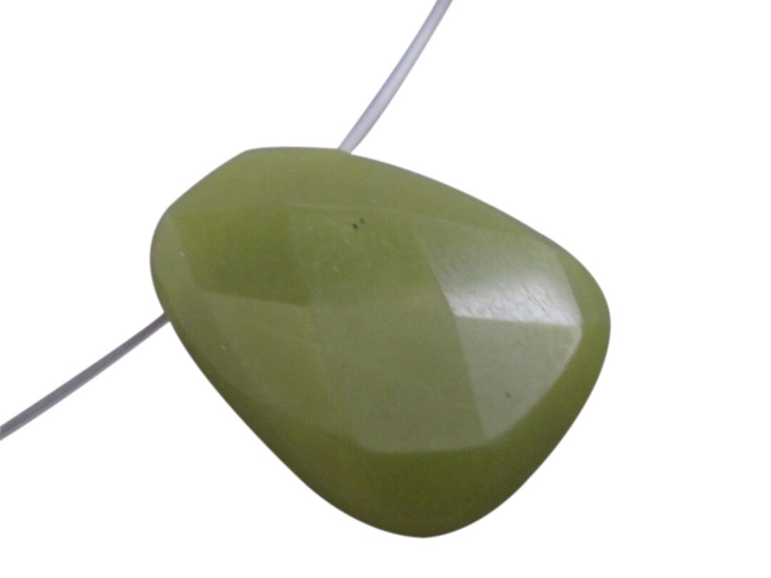 Olive Jade Pendant, Olive Jade Briolette, Focal, 22mm X 29mm, SKU 4264