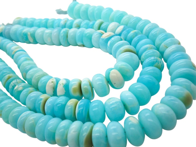 Blue Peruvian Opal Beads, Peruvian Opal Beads, Blue Opal Beads, Rondelles, 12-18, SKU 4917 image 4