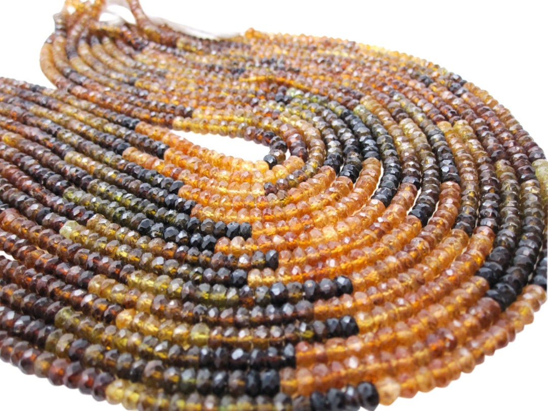 Perles Heishi Rondelles Bicone Grenat Hessonite 3,5mm, Trou 0.5mm (1) main image 0