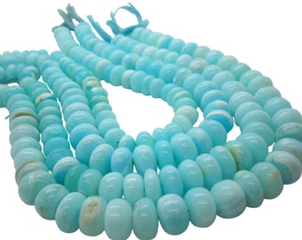 Blue Peruvian Opal Beads | Peruvian Opal Beads | Blue Opal Beads | Rondelles | Blue Gemstone Beads | SKU 5059